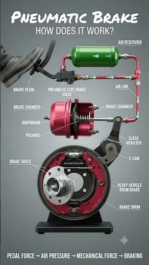 Pneumatic Brake System Explained 🚛 | How Air Brakes Work