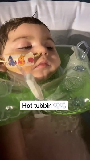 Holtyn is loving his tub!! He is soo relaxed! 💙💙💙 #tbcd#tbcdawareness#curetbcd#HopeForHoltyn#raredisease#epilepsy#hottub#fyp