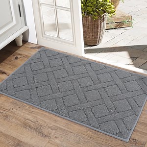 FLOORHUG Doormat Indoor 20"x32", Front Door Mat Non-Slip for Entrance, Absorbent Resist Dirt Door Rug for Inside, Low-Profile Welcome Mat, Entryway Rug Floor Mats Machine Washable, Grey