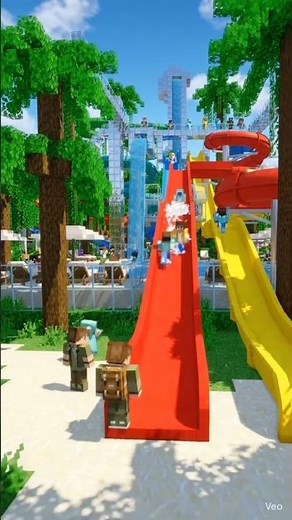 🌊 Building the ULTIMATE Minecraft Water Park! 🎢🔥 | Crazy Slides & Pools! #shorts #minecraft