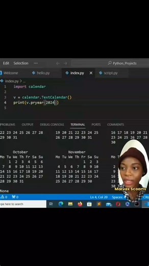 30 reactions | Python Tutorial For Beginners  --- Calendar Program 2.0 w/ Marvex Scoarts #python #jadexartsacademy #learntocode #programming #tutorial #tips #marvexscoarts #viralvideoシ #fypviralシ #fypシ゚ | Jadexarts Academy | Facebook