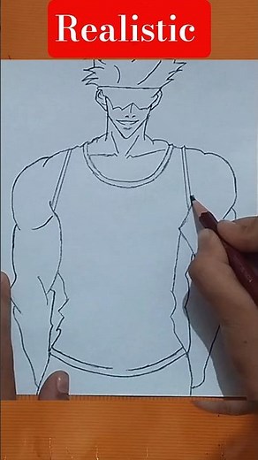 🩵 Realistic Gojo Satoru Drawing – Calm Before the Fight ✏️ #Shorts #drawing #gojo #animedrawing#art