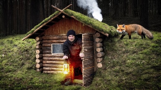 Building a Bushcraft Shelter with a Fireplace | Survival Log Cabin | Solo Camping | Dugout 👇👇👇 Full video, comments 👇👇👇 | Survival Camping, Building Warm Bushcraft Pro