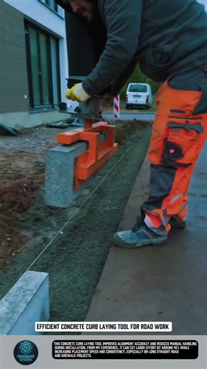 Efficient Concrete Curb Laying Tool for Road Work #tools