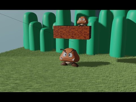 Blenderでクリボーとちょっとしたジオラマ作ってみた Modeling goomba and mini diorama in Blender
