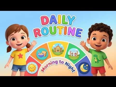 Daily Routine Learning for Kids 👧👦 Morning to Night Routine Fun Learning Video