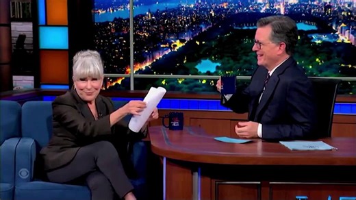 Bette Midler serenades Colbert with parody of 'Wing Beneath My Wings' attacking Trump