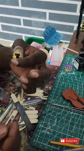 From Ice-Cream Stick to Mini Violin 🎻 | Creative DIY Craft#Miniature #violin |av_crafts