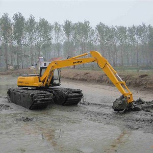 [Hot Item] Amphibious Digger Excavator 40 Ton Swamp Buggy Excavator with Floating Pontoon