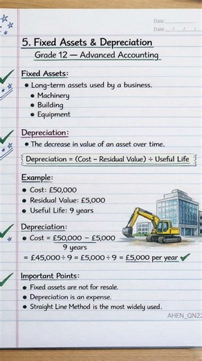 Fixed Assets & Depreciation explained! 🚜 Ace your exams. 🇬🇧📚 #accounting #study #UK