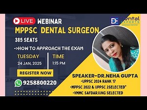 Live Webinar on MPPSC DENTAL OFFICER 2025 on How to Approach the Exam || Complete Guidance