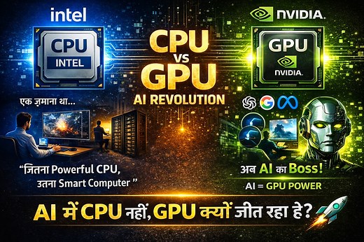 CPU vs GPU – AI Revolution (Hindi | Easy & Practical) #CPU #GPU #processors #technology #tech | Skill Made Easy