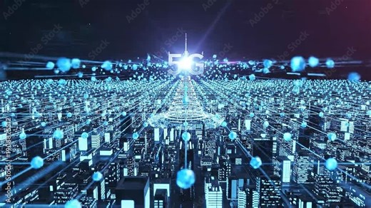 High-Tech 5G Microchip on Circuit Board with Digital Data Signals Animation: Future Wireless Network Technology Concept
