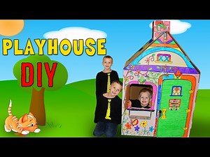 Kids DIY Cardboard Box House Playtime