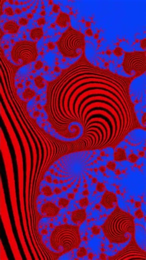 #mathart #mindbending #art Hypnotic Red‑Black Mandelbrot Fractal on Blue | Techno Trance Visual Trip