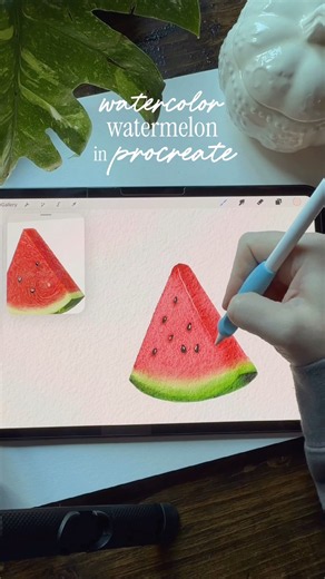 watercolor watermelon in procreate 🍉 | digital painting #procreatebrushes #watercolor #procreate