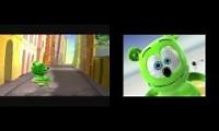 Mix of 2 videos from youtube : 2 gummy bear remixes mashups