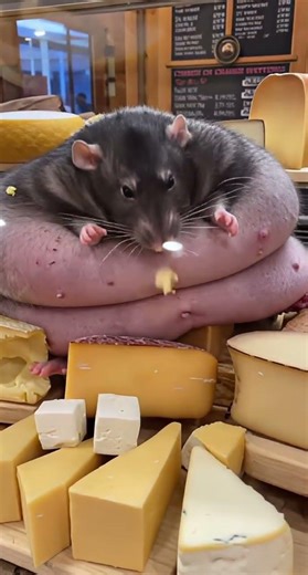 Obese Rat Devours Giant Cheese Block 🐀🧀 | Funny Close-Up Animal Short