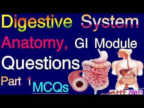 Digestive System Module Questions, Digestive System Anatomy, GI Module MCQS, Part 1
