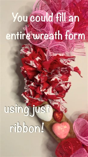 Using ribbon as a filler on a wire wreath form 🎀✂️♥️ #wreathmaking #crafting