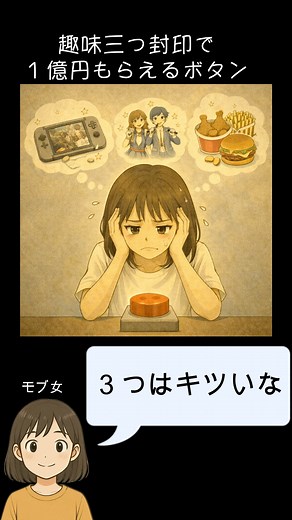 1億もらえるけど、趣味の上位３つを封印されるボタン…押す？【究極の選択】