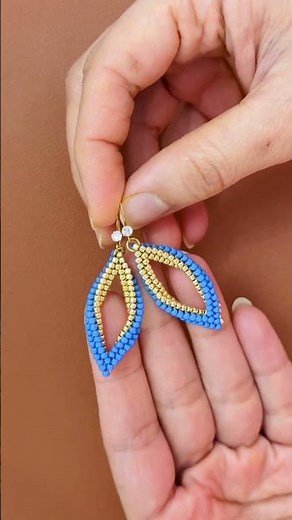 Folded peyote 2 rows earrings/ Pendant