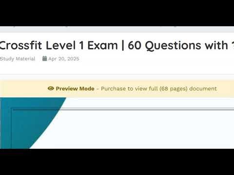 CrossFit Level 1 Exam 2026 ✅ NEWEST Practice Questions & Answers | Pass Fast (Full Review)