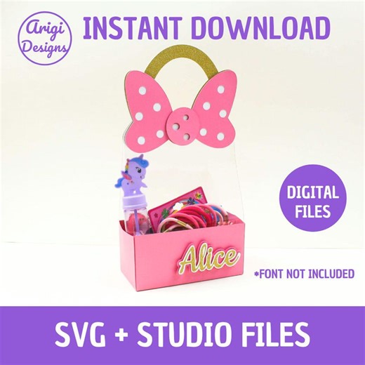 Minnie Box Svg, Mouse Box Template, Minnie Bow Box Svg, Minnie Mouse Bag Svg, DIGITAL FILE for Cricut and Silhouette - Instant Download - Etsy