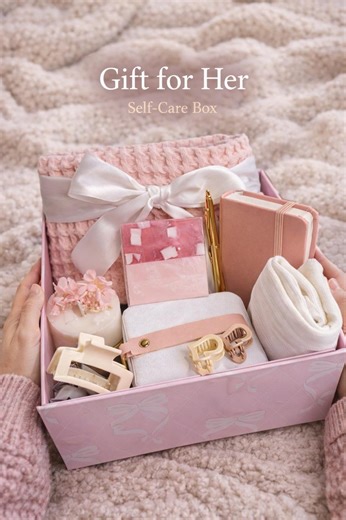 Cozy Pink Gift Box for Her – Candle, Jewelry Box, Notebook, Self-care Set - Etsy