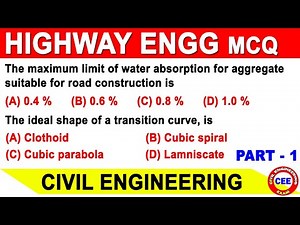 MCQ's for Highway Engineering | Important Highway MCQ | GATE | Traffic Engineering MCQ | SSC-JE