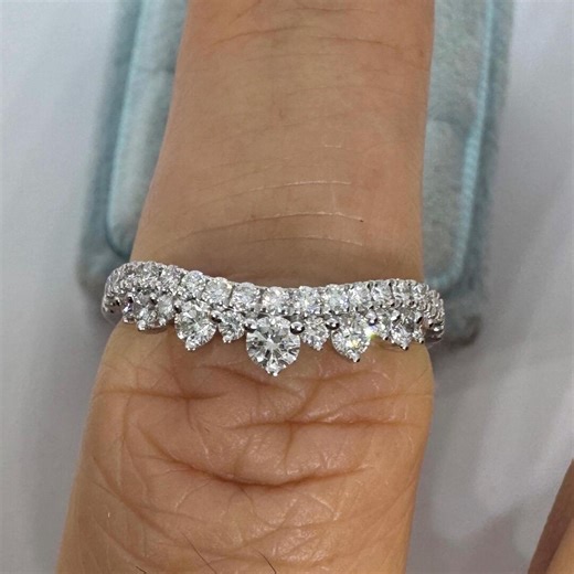 Crown Diamond Band, Diamond Curve Band, Matching Band Nesting Band 18K White Gold Diamond Crown Ring - Etsy