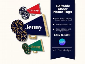 Editable Cheerleading Name Tags: Cheer Team Printables (digital Download) - Etsy