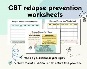 Relapse Prevention Plan, CBT Worksheet, Cognitive Behavior Therapy Worksheets, CBT Worksheets for Adults, Addiction Recovery, Cbt Anxiety - Etsy