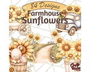 Sunflower Clipart, Watercolor Sunflower PNG, Muted Farmhouse Sunflower Graphics, Rustic Floral Elements, Country Sunflower Aesthetic Png - Etsy