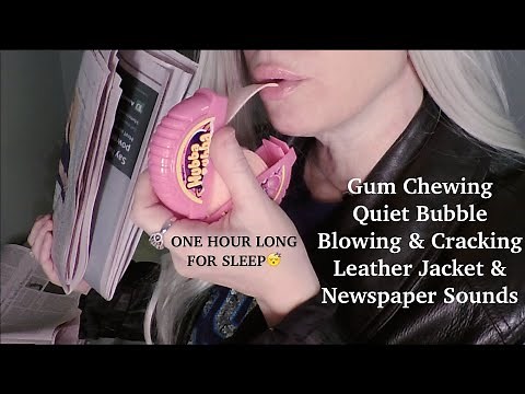 1 Hour ASMR Bubble Gum, Leather Sounds, Newspaper Crinkling for Sleep & Background Sounds No Talking