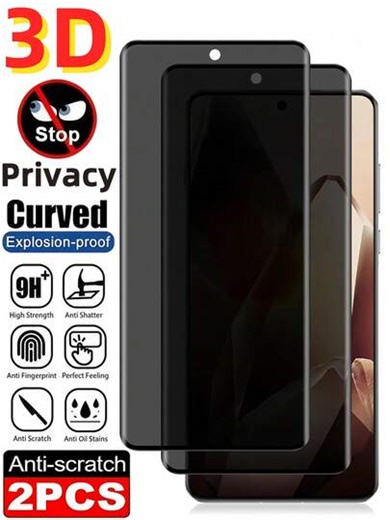 2pcs 3D Curved Privacy Tempered Glass Film 9H Hardness Explosion Proof Scratch Resistant Anti Spy Phone Screen Protector Office/Subway Anti Peeping Compatible With Xiaomi 17 15 13 12 14 Ultra Pro/ Note 14 15 13 Pro+ Pro 4g 5g/ Reno////Honor Magic 5/6/7/8 Pro Lite 90 100 200 400 500///One Plus Various Curved Surface Models With Smooth Touch Automatic Adsorption Friendly Shell Does Not Support Fingerprint Recognition | SHEIN