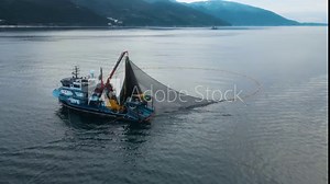 fishing vessels fishing in the Black Sea , bird's-eye view, aerial photography , bird's-eye view, aerial photography
