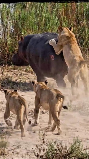 LIONS vs HIPPO! 🦁🦛 UNBELIEVABLE TURN OF EVENTS! #SHORTS