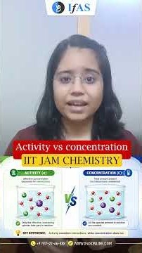 Activity vs concentration I IIT JAM Chemistry I IFAS