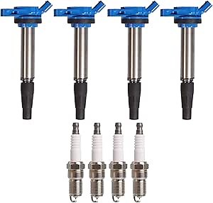ENA Pack 4 Blue Ignition Coils UF596 with 4 Iridium Spark Plugs 5683 Compatible with Pontiac Scion Lexus Toyota 2009 2010 2011 Corolla Matrix Prius 2012 2013 CT200h IM XD Vibe 1.8L L4 for UF619