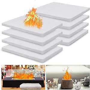 8-Pack Ceramic Wool Wick for Tabletop Fire Pit Extended Burn Time, Ceramic Wool Sponge Insulation Ethanol Fireplace Fuel Wick Sponge for Tabletop Alcohol Fireplaces