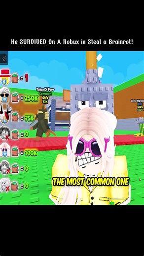 He SURDIDED On A Robux in Steal a Brainrot Part 2 #roblox #robloxgames #brainrot