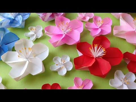 折り紙 梅の花 立体 折り方 Origami plum flower tutorial（niceno1）