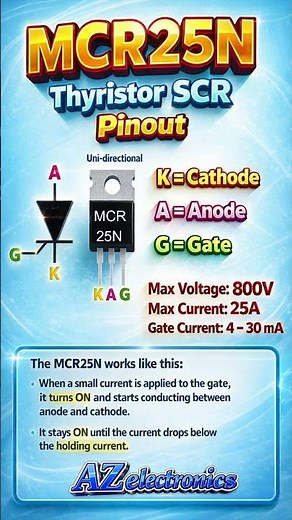 MCR25N Thyristor SCR Pinout Explained | Working, Ratings & Gate Triggering