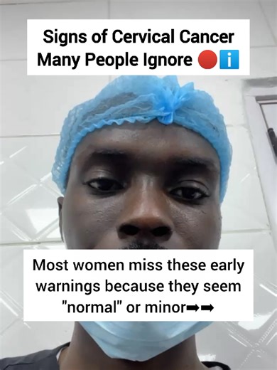 ⚠️ Signs of Cervical Cancer Many People Ignore Most women miss these early warnings because they seem “normal” or minor: 🔴 Bleeding after sex 🔴 Bleeding between periods 🔴 Bleeding after menopause 🔴 Persistent pelvic or lower back pain 🔴 Pain during intercourse 🔴 Unusual vaginal discharge – watery – foul-smelling – blood-stained 🔴 Periods that become heavier or longer than usual 🔴 Unexplained weight loss or fatigue 🔴 Swelling in the legs (advanced sign) ⚠️ Important: Early cervical cance