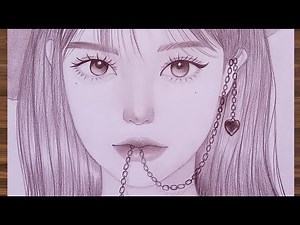 How to draw a tomboy style girl/Girl with chain in mouth drawing/easy girl drawing for beginners