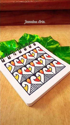 Zentangle Art🌿| Warm Heart Flow Pattern | Black & Color Drawing