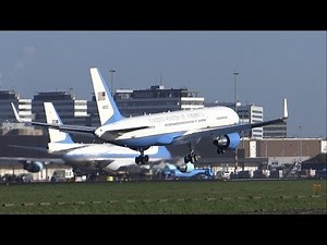[FULL HD] USAF Air Force One VC-25 and Air Force Two C-32A at AMSTERDAM-SCHIPHOL