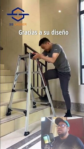 ✅The smart ladder that adapts to any step! #construction #engineering #home