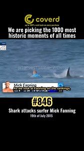 On the 19th of July 2015, during the J-Bay Open final in Jeffreys Bay, South Africa, Australian surfer Mick Fanning was attacked live on air by a great white shark. While waiting for a wave, the shark charged from behind, knocking him off his board and biting his leash. Fanning punched the shark in the back and swam for safety as rescue jetskis raced in. He escaped unharmed. The competition was immediately cancelled. The footage, broadcast worldwide, showed Fanning yelling “I just saw a fin!” be